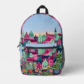 Fuchsia Mint City Skyline Rugzak