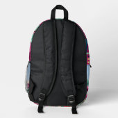 Fuchsia Mint City Skyline Rugzak (Achterkant)