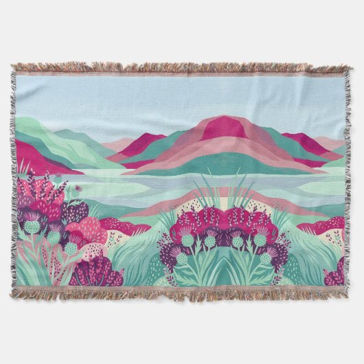 Fuchsia Mint Highland Loch Dekensprei Deken (Voorkant)
