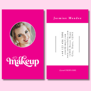 Fuchsia Modern Foto Elegante Logo Make-up Artiest Visitekaartje