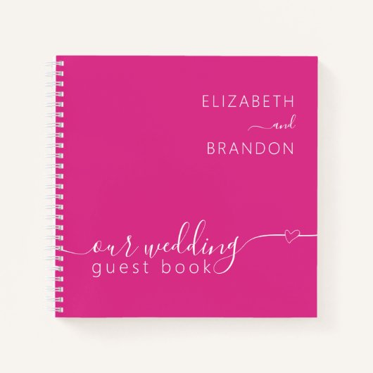 Fuchsia, moderne, minimale bruiloft notitieboek (Voorkant)
