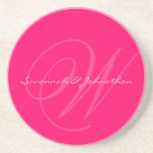 Fuchsia Monogram Huwelijksjubileum Onderzetters (Voorkant)