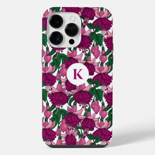 Fuchsia monogram iPhone hoesje (Achterkant)