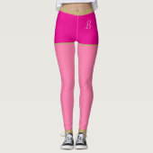 Fuchsia Monogrammed Shorts Pink Tights Gold Border Leggings (Voorkant)