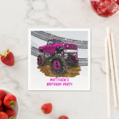 Fuchsia Monster Truck Boy Birthday Party Servet (Insitu)