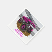 Fuchsia Monster Truck Boy Birthday Party Servet (Hoek)