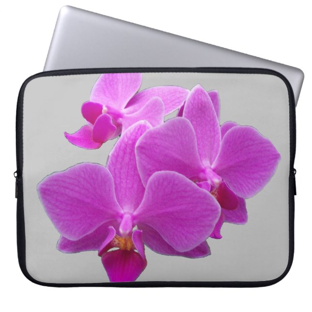 Fuchsia Moth Orchids op een laptophoes Laptop Sleeve (Voorkant)