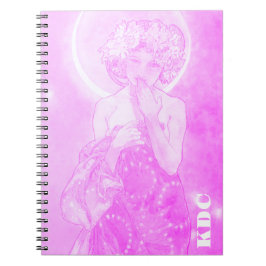 Fuchsia Mucha 'De Maan' Notitieboek