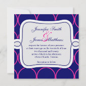 Fuchsia Navy Blue Modern Wedding Invitation #2 Kaart (Achterkant)