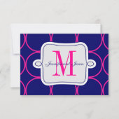 Fuchsia Navy Blue Modern Wedding RSVP #2 (Voorkant)
