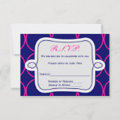 Fuchsia Navy Blue Modern Wedding RSVP #2 (Achterkant)