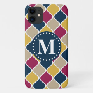 Fuchsia Navy Moroccan Lattice Monogram Case-Mate iPhone Case