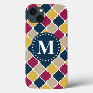 Fuchsia Navy Moroccan Lattice Monogram Case-Mate iPhone Case