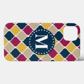 Fuchsia Navy Moroccan Lattice Monogram Case-Mate iPhone Case (Achterkant (horizontaal))