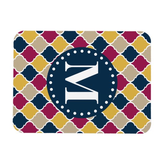 Fuchsia Navy Moroccan Lattice Monogram Magneet (Horizontaal)
