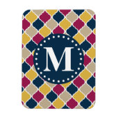 Fuchsia Navy Moroccan Lattice Monogram Magneet (Verticaal)
