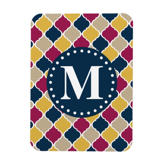 Fuchsia Navy Moroccan Lattice Monogram Magneet (Verticaal)