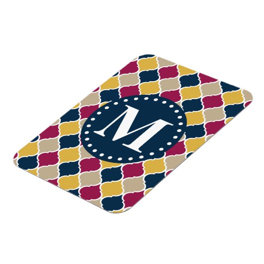 Fuchsia Navy Moroccan Lattice Monogram Magneet (Linkerzijde)