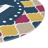 Fuchsia Navy Moroccan Lattice Monogram Snijplank (Hoek)