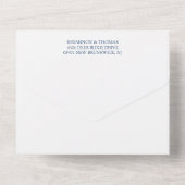 Fuchsia Navy White Delicate Calligraphy Wedding All In One Uitnodiging (Achterkant)