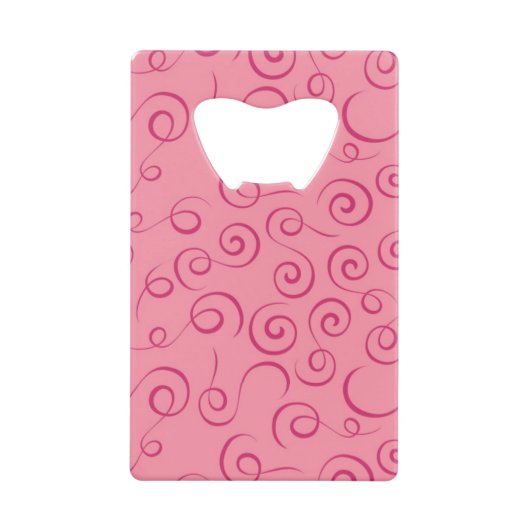 Fuchsia op Roze Retro Curly Swirl Spiraal Creditkaart Flessenopener (Voorkant)