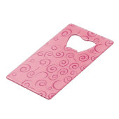Fuchsia op Roze Retro Curly Swirl Spiraal Creditkaart Flessenopener (Achterkant Gekanteld)