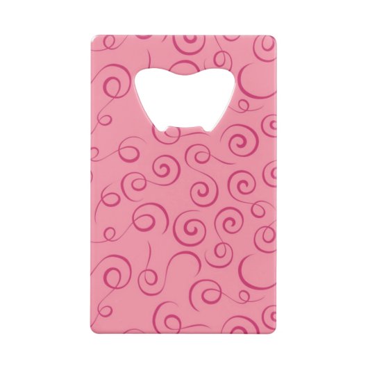 Fuchsia op Roze Retro Curly Swirl Spiraal Creditkaart Flessenopener (Achterkant)