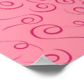 Fuchsia op Roze Retro Curly Swirl Spiraal Poster (Hoek)