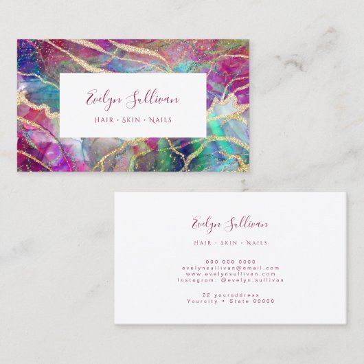 Fuchsia opaal achtergrond visitekaartje (Voorkant / Achterkant)