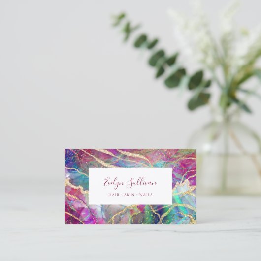 Fuchsia opaal achtergrond visitekaartje (Staand voorkant)