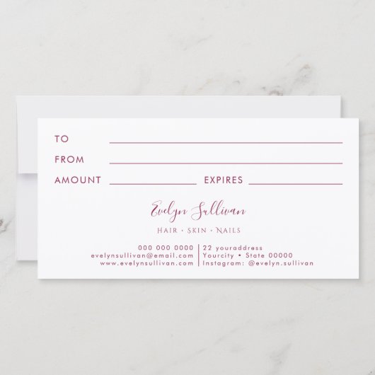 Fuchsia opaal gift certificaat (Achterkant)