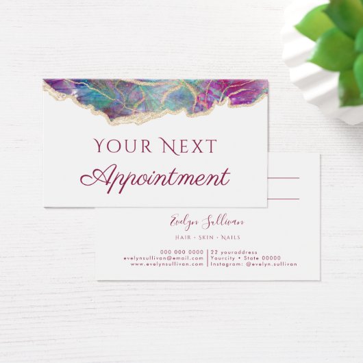 Fuchsia opaal ontwerp afspraak kaart (Bureau)