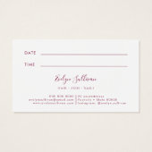 Fuchsia opaal ontwerp afspraak kaart (Achterkant)