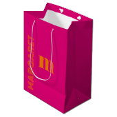 Fuchsia & oranje aangepaste initiële naam modern medium cadeauzakje (Voorkant Gekanteld)