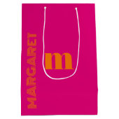 Fuchsia & oranje aangepaste initiële naam modern medium cadeauzakje (Achterkant)