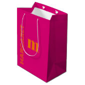 Fuchsia & oranje aangepaste initiële naam modern medium cadeauzakje (Achterkant Gekanteld)