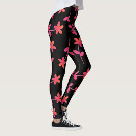 Fuchsia Oranje Black Floral 4Cindy Leggings