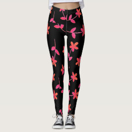 Fuchsia Oranje Black Floral 4Cindy Leggings