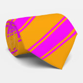 Fuchsia & Oranje dik & dun diagonaal strepen Strop Stropdas (Opgerold)