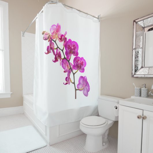 Fuchsia Orchid Spray Douche Gordijn (In situ)