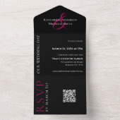 Fuchsia Orchid Wedding-QR-code All In One Uitnodiging (Binnen)