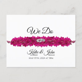 Fuchsia orchideeën op wit-bruiloft RSVP- Uitnodiging Briefkaart
