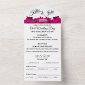 Fuchsia orchideeën op wit-foto bruiloft- all in one uitnodiging (Binnen)