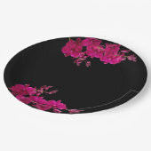 Fuchsia orchideeën op zwart-bruiloft Borden- Papieren Bordje (Gekanteld)