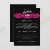 Fuchsia Orchideeën op zwart - Trouwdag Informatiekaartje (Voorkant / Achterkant)