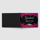 Fuchsia orchideeën op zwart-wit gastenboek (Volledig)