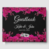 Fuchsia orchideeën op zwart-wit gastenboek (Voorkant)