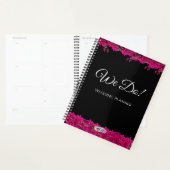 Fuchsia Orchideeën op Zwarte Bruiloft- Planner (Display)