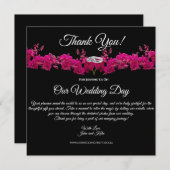 Fuchsia Orchids-Black- Bruiloft Dank u Kaart (Voorkant / Achterkant)