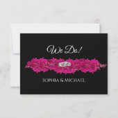 Fuchsia Orchids op Black-We Do-Wedding Ringen- RSVP Kaartje (Voorkant)